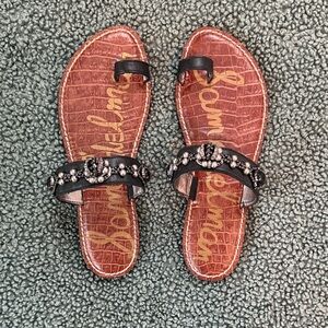 NWOT Sam Edelman Black Embellished Slide Sandals